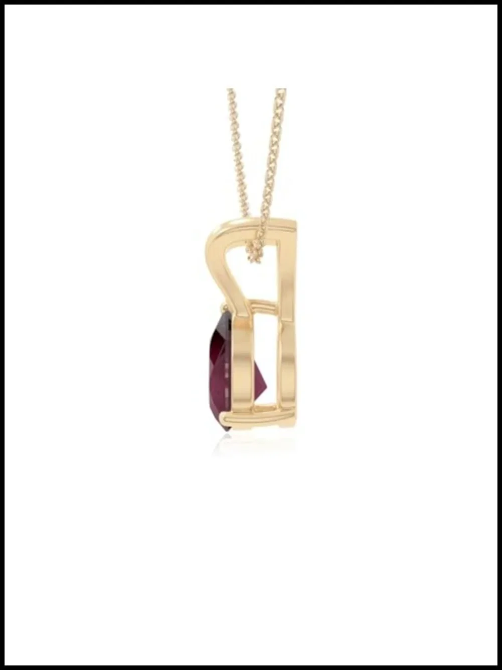 Pear Cut Ruby Pendant Necklace Sterling Silver Gold Vermeil Solitaire V-Bale